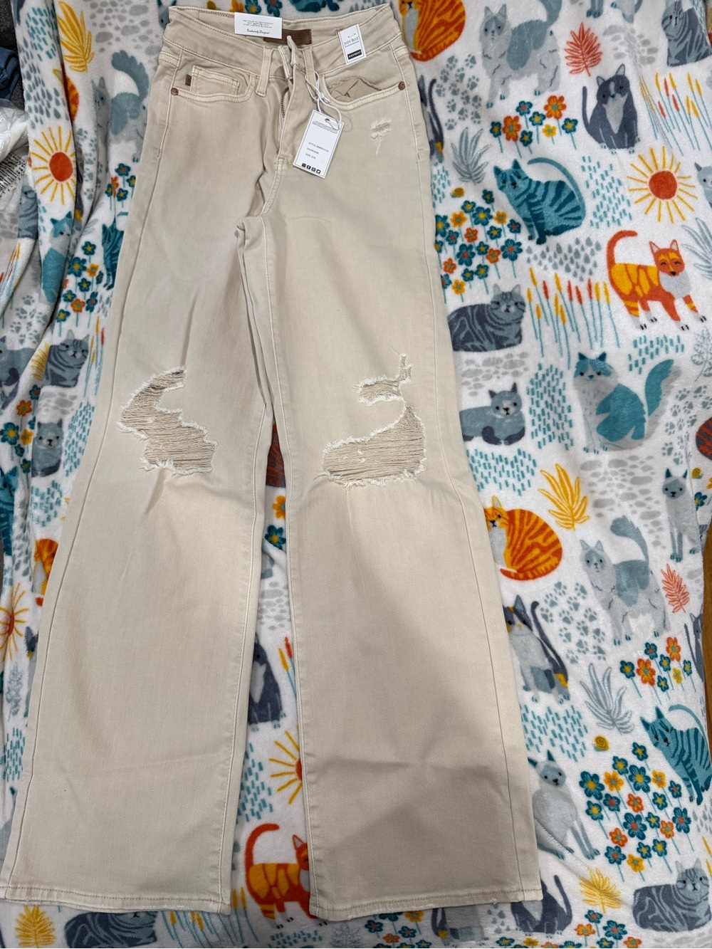 Judy Blue Bone  Distressed Wide-Leg Women’s Jeans